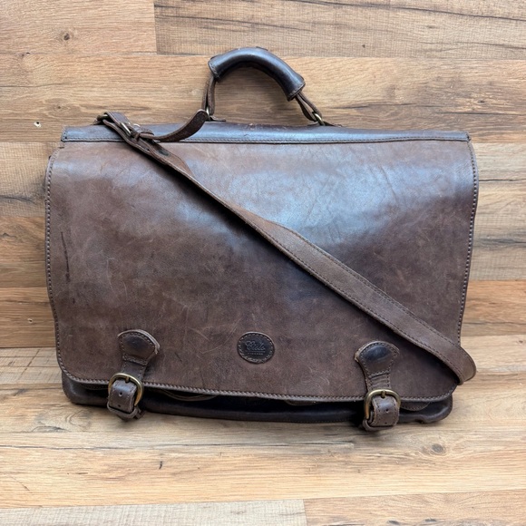 Ciola Firenze Italy Leather Day Pack Purse Brown Brown Leather Messenger Bag - Picture 2 of 10